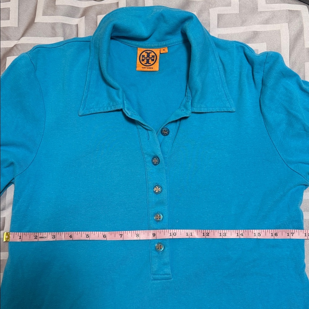 Blue Long Sleeve Polo Shirt, Tory Burch
